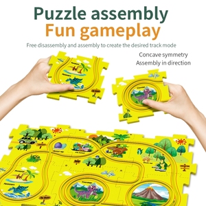 Kid Creative dinosauro cartone animato di plastica <span class=keywords><strong>da</strong></span> te assemblare Puzzle per costruzione di strade ferroviarie Set di veicoli elettrici - Product Image 6