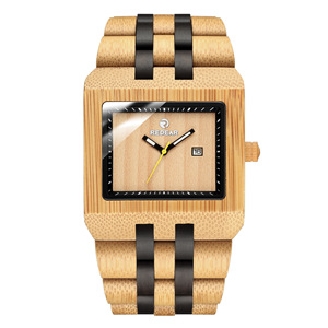 Montres en bois de fabrication artisanale, vente en gros transfrontalière d'usine, déstockage, bois massif, quartz, écologiques, 48 mm carrées, pour hommes - Product Image 4