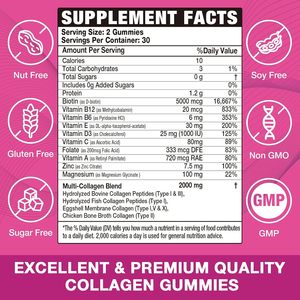 Custom Premium prodotto di bellezza sbiancamento idrolizzato di collagene Gummies integratore con biotina e vitamina C per la pelle dei capelli e le unghie - Product Image 2