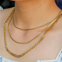 DAIHE kalung rantai ular multilapis 316l, kalung berlapis emas 18k Pvd baja tahan karat