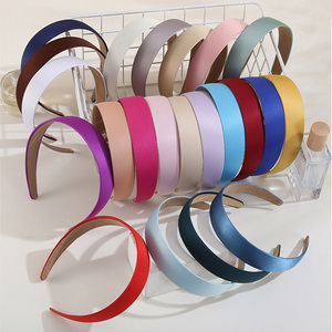 Accesorios para el Cabello para Niñas, Diadema de Seda de 3 cm, Diadema Ancha de Satén Lisa, Diadema de Tela de Algodón con Estampado a Cuadros al por Mayor de China - Product Image 2
