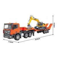 Camión de Plataforma Plana RC de Aleación 1:18 9CH con Excavadora RC, Set de Juguete de Vehículo de Ingeniería a Control Remoto para Niños, Regalo para Niños