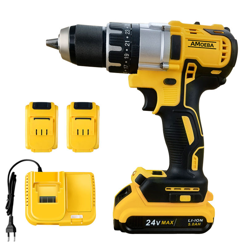 Taladro percutor inalámbrico con batería de 24V, conjunto de herramientas  de mano de alta resistencia, Kit