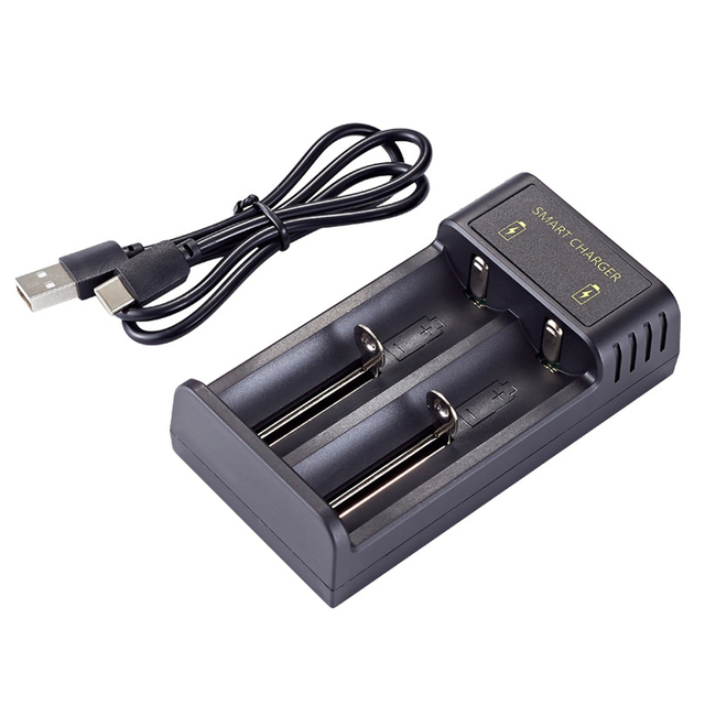 USB C Smart Battery Charger 2 Slot Li-ion Battery Charger for 18650 14500 14650 16340 17500
