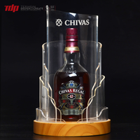 Glorificateur de bouteilles de whisky et de liqueur en acrylique LED personnalisé TERMEIN pour bars et discothèques avec base en bois
