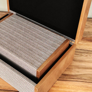 Gỗ hiện đại Kết cấu vải bao phủ đồ trang sức lưu trữ Box Set hình chữ nhật làm tổ Mỹ phong cách lưu niệm ngực Chevron hình học - Product Image 4