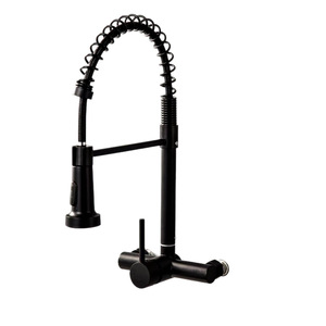 Wall Mounted Stainless Steel Spring Kitchen Faucet 2 Handle Ceramic Valve Pull Out <b>Spray</b> Industrial <b>Style</b> - Product Image 4