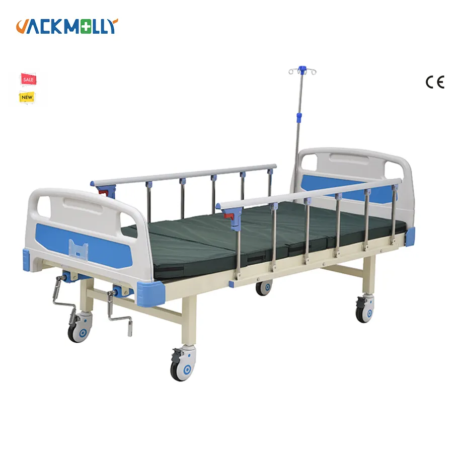 Tempat tidur ABS kualitas baik, peralatan medis dua engkol tempat tidur rumah sakit Manual