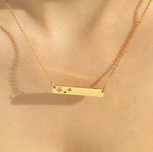 Loveher bijoux <span class=keywords><strong>en</strong></span> acier inoxydable or 18 carats PVD <span class=keywords><strong>en</strong></span> acier inoxydable étoiles découpe barre vierge horizontale collier <span class=keywords><strong>prix</strong></span> de gros - Product Image 2