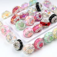 Perles à facettes en strass, style européen, à grand trou, en vrac, fournitures de perlage, fabrication de bijoux DIY, vente en gros
