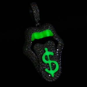 Colgante de circonia cúbica para hombre, Micro pavé 5A, CZ, Hip Hop, brillo en la oscuridad, esmalte de dólar, labio - Product Image 3