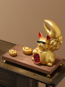 Bafanglai Artisanat sculpté haut de gamme en résine époxy, Ornement Chat porte-bonheur d'art populaire, Décoration d'intérieur pour salon, bureau et réception - Product Image 4