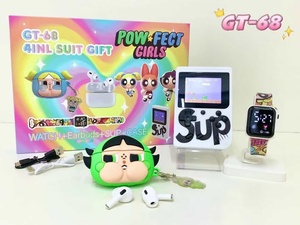 Nuovo Set regalo elettronico 4 - in - 1 a tema Powerpuff Girls (orologio + auricolari + custodia per Console di gioco) - Product Image 2