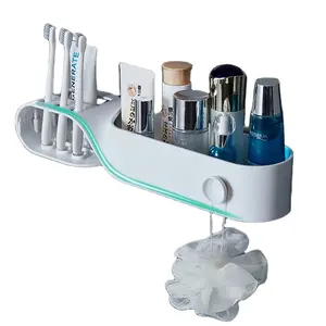 Dispensador de creme dental, dispensador de creme dental para parede automático, com gaveta para cosméticos, organizador de banheiro