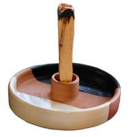 UOBOBO Porte-bougie rond en grès véritable, style classique et moderne, pour Palo Santo, pour la décoration intérieure