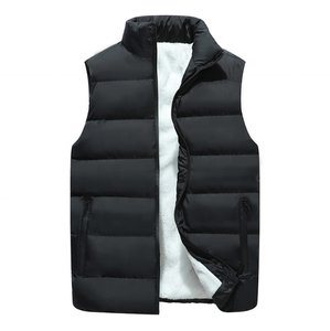 Invierno grueso cálido algodón interior polar negro sin mangas hombres chaleco chaquetas y abrigos - Product Image 1
