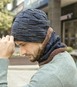 Offre Spéciale hiver deux pièces ensemble tricoté <span class=keywords><strong>laine</strong></span> chapeau et écharpe cagoule accessoire pour la pêche sportive usage quotidien - Product Image 3