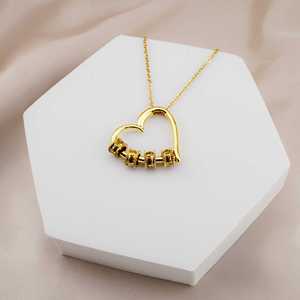 Collar con Colgante de Corazón de Cobre para Mi Esposa, con Tarjeta de Texto Personalizado y Cuentas Grabadas, Regalo Romántico Clásico Personalizado para Esposo - Product Image 5