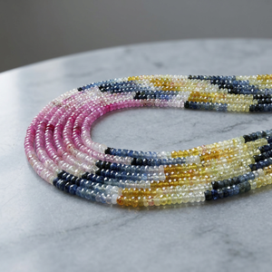 Eminent Jewel Natural Multi Sapphire Rondelle Faceted 4mm High Quality Pink Gemstone Precious Beads 8 Inches for Jewelry Making - Product Image 3
