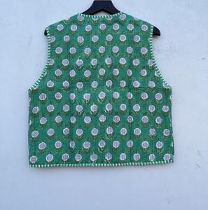 Handmade Cotton Puffer Quilted <b>Women's</b> V-Neck <b>Waistcoat</b> Casual Style Flower Printed Short Winter Vest <b>for</b> Outer Wear - Product Image 6