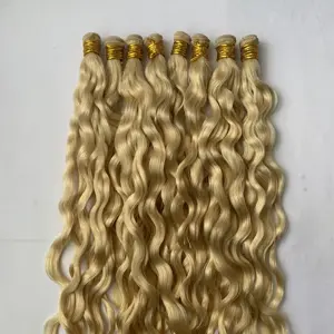 Extensiones de Cabello Remy virgen 100% ruso, doble estiramiento, Invisible, tejido a mano, extremo grueso, trama de onda profunda