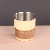 Tasse à café en acier inoxydable plaqué avec manchon en bois, plusieurs options de couleurs, anti-brûlure, pour la maison et le bureau