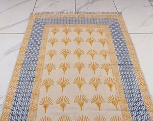 Custom Size Indian Block Print Cotton Rug Handmade Carpet with Tassels Boho Floor <b>Mat</b> Home Decor - Product Image 3