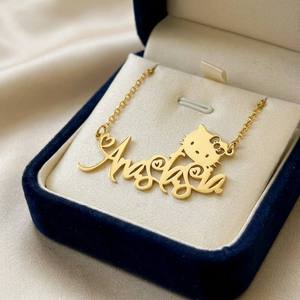 Collana Personalizzata in Acciaio Inossidabile con <span class=keywords><strong>Nome</strong></span> e Cartone Animato, Ciondolo con Lettera e Catena a O, Gioielli alla Moda all'Ingrosso per Donne e Ragazze - Product Image 2