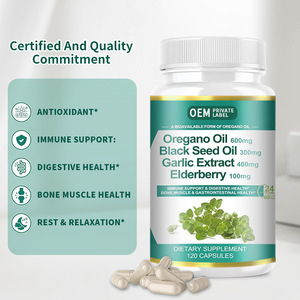 Capsules de soutien immunitaire et d'énergie Huile d'origan Extrait d'ail Feuille d'olivier Huile de nigelle pour adultes - Avantages pour la croissance des cheveux 60 unités - Product Image 3