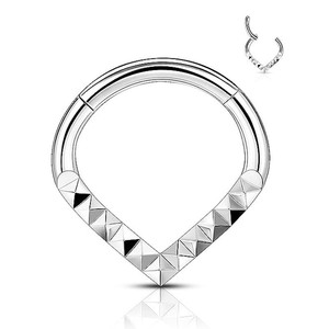 Anillo de Nariz en Forma de Lágrima con Relieve Piramidal, Joyería Corporal de Acero de Titanio sin Costuras, Unisex, para Uso Diario, en Plata y Oro - Product Image 1
