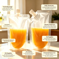 Pochettes Bec Verseur Transparente, Debout, pour Boissons Liquides, Lait, Jus de Fruits: 50ml, 100ml, 150ml, 200ml, 250ml, 380ml, 500ml