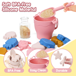 Vente en gros Ensemble de jouets de plage d'été en plein air pour bébé avec seau de <span class=keywords><strong>sable</strong></span> doux sans BPA avec logo pour enfants Jouets de plage en silicone pour tout-petits enfants - Product Image 5