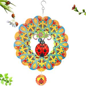 मेटल विंड मिल स्पिनर गार्डन आभूषण 3डी इज़रेन विंड स्पिनर लेजर कट मेटल आर्ट हमिंग रंगीन नायलॉन विंड स्पिनर - Product Image 1