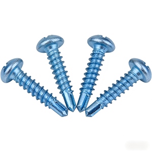 Vis autoperceuses <span class=keywords><strong>de</strong></span> haute qualité à tête cylindrique, zinguées bleu-blanc, pour la construction - Product Image 1