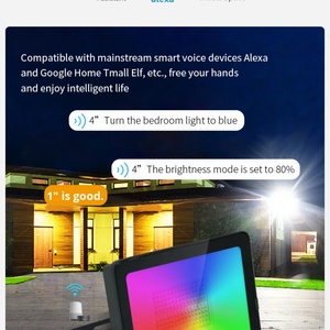 Proyector LED RGB Inteligente IP65 WiFi, Multicolor, Control por Aplicación, Aluminio, Ángulo de Haz de 120°, 12V/24V, Iluminación Exterior para Jardín - Product Image 2