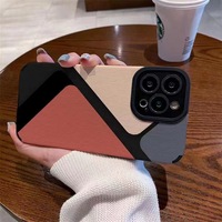 Coque de Téléphone Mobile Souple en TPU avec Impression Couleur, Motif Carré en Cuir Artificiel, Compatible iPhone 6 7 8 X Xr Xs 11 12 13 14 15 16 17