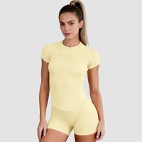 Ensembles de vêtements de sport pour femmes L-0301+0303, ensembles de hauts et de shorts de yoga, ensembles de yoga respirants, ensembles de pilates sans couture, ensembles de fitness pour la salle de sport, vêtements de sport