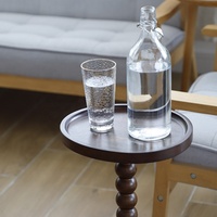 LC-1190, Manufacture en bois massif petite Table basse ronde en bois Table basse côté canapé Table à thé avec couleur noyer