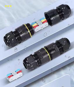 M16 nhựa IP68 cáp chống thấm nước nối t loại nhanh chóng Splice <span class=keywords><strong>2pin</strong></span> Đen Nylon <span class=keywords><strong>PA66</strong></span> dây kết nối cho sử dụng ngoài trời CE UL94 - Product Image 1