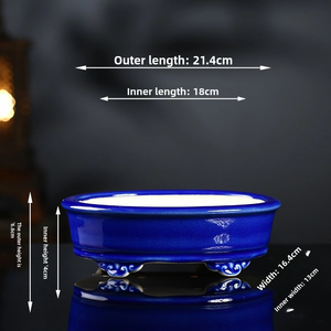 Commercio all'ingrosso Yixing vasi decorativi per piante colorato ovale lucido vetro Bonsai vaso per giardino <span class=keywords><strong>esterno</strong></span> elementi essenziali vasi di fiori <span class=keywords><strong>fioriere</strong></span> - Product Image 5