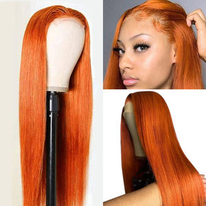 Color personalizado #350 Peluca de jengibre para mujeres negras Cabello humano virgen brasileño largo Encaje frontal Peluca hecha a mano sin pegamento en venta - Product Image 5