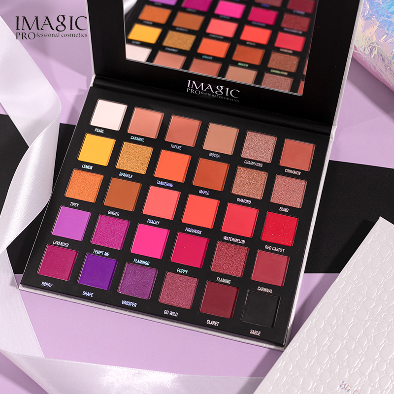 IMAGIC Cosmetics, Палетка теней для век с блестками 30 цветов, стойкий мягкий и гладкий матовый макияж