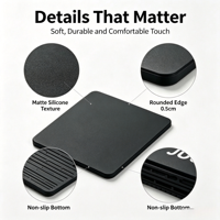 Sous-verres personnalisés de haute qualité, très demandés, 10*10*0.5CM, écologiques, antidérapants, en silicone noir, durables, non toxiques, imperméables, ROHS