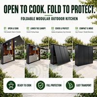 Cocina Exterior Modular Prefabricada Moderna y Portátil con Parrilla, Fregadero, Refrigerador, Gabinetes e Iluminación LED para Patio Trasero