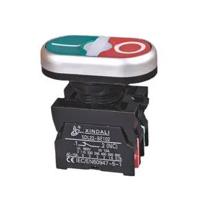 Interruptor de equipo de botón pulsador eléctrico doble con luz indicadora led