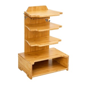 Bamboo Multi Tier <b>Desktop</b> Organizer 4 <b>Shelf</b> Storage Rack For Kitchen Countertop Display Cabinet With Large Capacity - Product Image 2