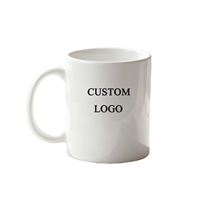 Vente en gros de tasses à café en céramique personnalisées avec impression de logo, couleur blanche - Product Image 1
