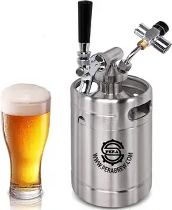 Stainless Steel Beer Spear Growler Kit With Mini Keg & Faucet Dispenser Co2 Charger For Home Brewing