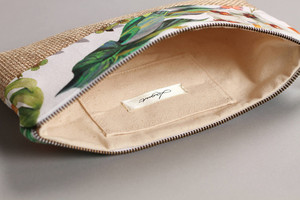 Hoa In Logo Phụ Nữ Bãi Biển Ly Hợp Túi Vải Đay Với Tay Cầm Bằng Da Túi Vải Bố Mỹ Phẩm Trang Điểm - Product Image 2