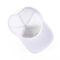 Yüksek Kaliteli Sportif 5 Panel Dobby Unisex Beyzbol Şapkaları Beyaz Oxford Kumaş %100 Polyester Su Geçirmez Delikli Leopar Desenli